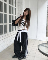 Ruffy Lace Track Nylon Pants