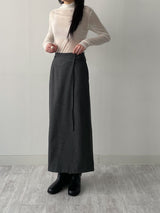 [FW] Striped Wool H-Line Long Skirt