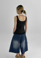 [MADE] Forpoon Frill Henley Neck Sleeveless Top