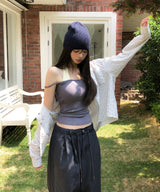フローレースレイヤードホルターノースリーブ