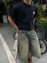 Fairy half cargo denim pants