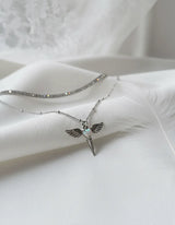 [NMIXX Jiwoo Necklace/Anti-tarnish] Angelic Wand Layered Necklace - Silver Color