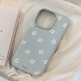 シフォンブルーホワイトサマーフラワーハード iPhone ケース