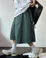 ハイクオリティ💜スナップナイロンバミューダパンツ 💚🤍🤎🖤6カラー