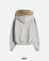 Fuzz Crop Napping Zip-up Hoodie
