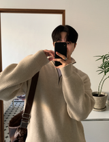All Day High Neck Modal Semi-Zip-Up Knit