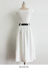 メアリー カウルネック フレア ロングワンピース (Belt Set)