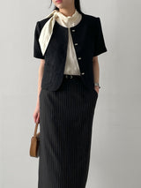 [Short Sleeve Version] Charming Tie Puff Blouse