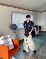 No.1284 pattern denim half SHIRT