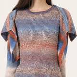 WOOL GRADATION 4WAYS BOLERO - BROWN & BLUE