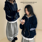 Betty Check Point Fleece Hoodie Zip-Up