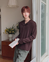 Finrun Fingerhole Henley Neck Long Sleeve