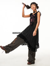 Knitted jacquard sweet lace vest dress
