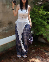 Checked around wide pants