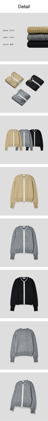 [F/W] ラインフィンガーホールニットジップアップ(3color)