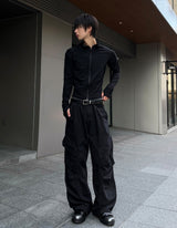 Diagonal Cargo Wide Pants