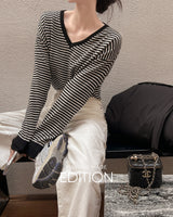 【MADE】Striped V-neck Knit