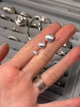  [925silver] Matt half ball earring (6mm)