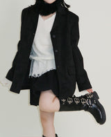 ラバーVネックダメージカットポイント長袖ニット (wool material)