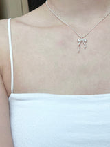 silver925 ribbon ball necklace