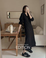 【MADE】V-neck sweat one-piece
