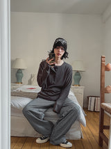 Royge Layered Henley Neck Long Sleeve T-shirt