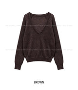 Monde Button Deep V-Neck Mohair Knit