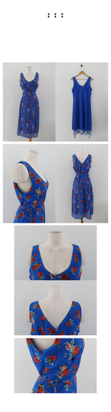 SHANHAI FLORAL V-NECK LONG DRESS