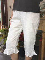 Derson Lace Shirring Banding Capri Pants