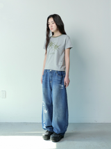 デーモンサイドダーティーロゴデニムバンディングパンツ UNISEX