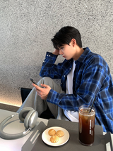 A-ekid overfit check pocket shirt