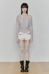 JENNIE BUTTONED TOP (SS ver.) grey beige