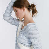 FRILL BUTTON CARDIGAN / SKYBLUE