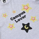 Campus Lover With Star Crew Neck Light Gray Women's Short-Sleeved T-Shirt [For women]