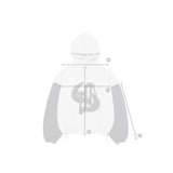 WASHED DENIM APPLIQUE SHORT HOODIE_TWO TONE GRAY/BLACK