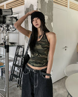 Military color matching line halter top