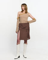 リボンタイスリットスカート _ BROWN