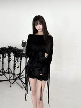 1544. Fur layered cancan string mini sk (2color)