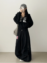 New York Lettering Two Way Cropped Hooded Zip-Up
