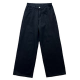 Y2K Back Point X Strap Bijo Wide Loose Fit Denim Long Pants (Black)