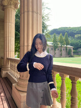 Joy color combination polo shibori long sleeve twist knit (5 colors)