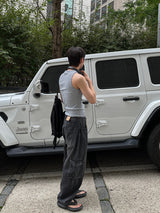 String Wide Cargo Denim PT