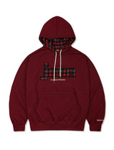 Oversized Fit Checkered Applique Hooded Burgundy (FCF3TS643M)