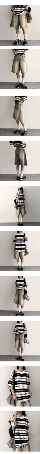 Eddy Hem Cutting Bermuda Denim Shorts