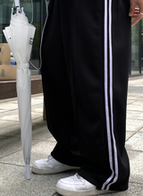 キーパーデイリーダブルロートラックバンディングワイドパンツ