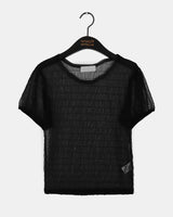 シャーリングプリーツシースルー半袖Tシャツ