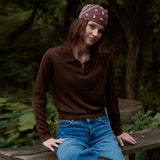 Openwork Collar Wool Knit_Brown