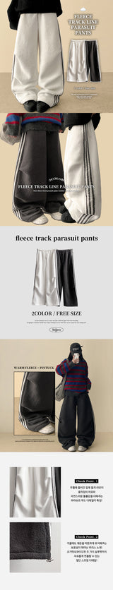 Canple fleece color line wide pants