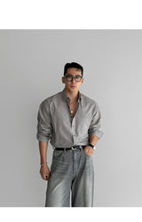 Basic cotton shirt [gray]