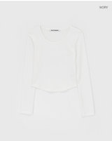 [B-BASIC] Basic Cotton Modal U-Neck Long Sleeve Tee (2 SIZE)